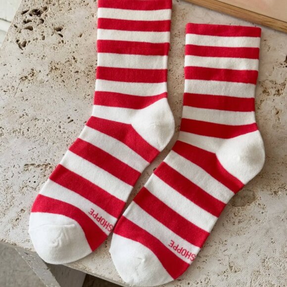 NEW Le Bon Shoppe Wally Socks Red Stripe - Picture 2 of 2